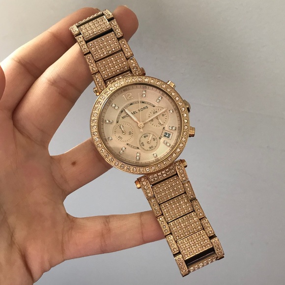 Michael Kors Rose Gold Bling/Diamond Parker Watch - Picture 6 of 8